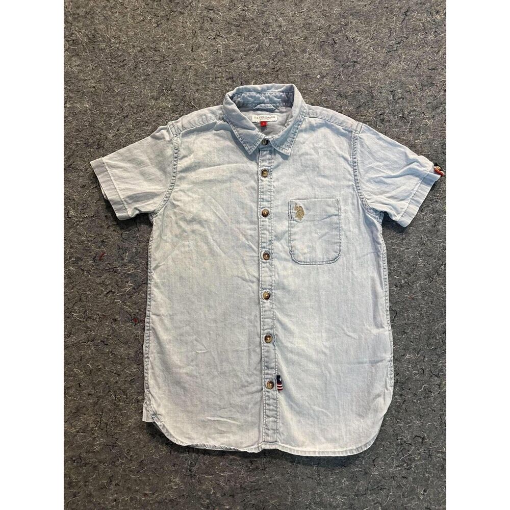 U.S. Polo Assn. Kids Light Blue Short Sleeve Button-Up Shirt Size S